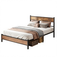 Lit double en fer moderne et minimaliste pour chambre à coucher, dortoir, hôtel, appartement, modèle simple B28 200x150cm, cadre de lit