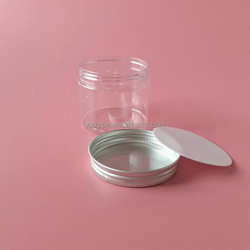 Barattolo trasparente e coperchio in argento