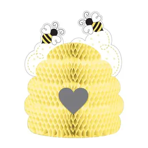 Nicro 9x11 inch vui vẻ thể hiện ong vàng ong bé tắm bên Bảng trang trí dùng một lần giấy tổ ong trung tâm