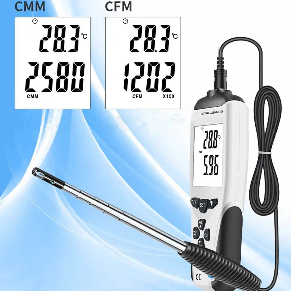 बहुक्रिया परिशुद्धता डिजिटल पोर्टेबल Anemometers