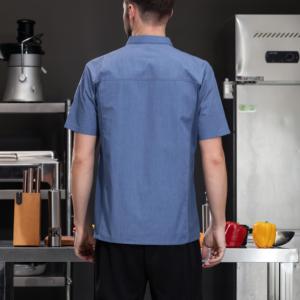 Diseño de mezcla de poliéster restaurante Poly algodón Chef abrigo chaqueta uniforme Tops tejido Unisex cómodo uniforme de cocinero para Unisex - Product Image 2