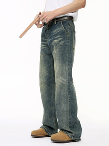 Pantalones vaqueros de mezclilla para hombre con anís, hisopo, regaliz y menta, corte recto, venta al por mayor - Product Image 2