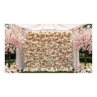 3D Großhandel Roll-up Blumenwand 8ft X 8ft Seiden-Kunstblumen Rosa Rosenwand Luxuriöse Dekorative Blumenwand-Kulisse