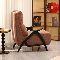 Fauteuil de loisirs en bois massif, fauteuil d'appoint rembourré, canapé une place de style mid-century pour salon et hôtel