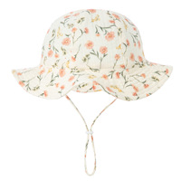 Muselina Bebé Sombrero para el sol UPF 50 + Protección solar Algodón Bebé Sombrero de cubo Sombreros de playa de verano con ala ancha para niña Niño