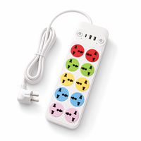 Multiprise universelle 10 voies personnalisable avec logo, ports USB-C, câble de 2 m, durable, colorée, pour maison et bureau
