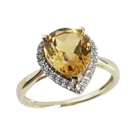 Aksesori Produk Baru Trendi Perhiasan Pesta Wanita dengan Batu Permata Cincin Perak Berlian Kuning 925 Sterling