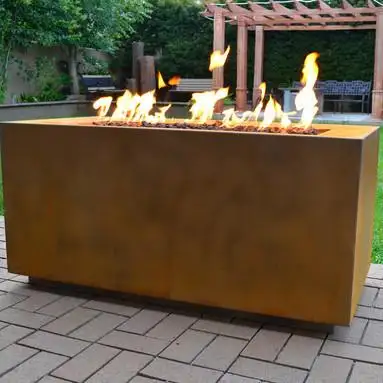 Patio ngoài trời corten thép Propane Pit bảng ngoài trời gas firepit