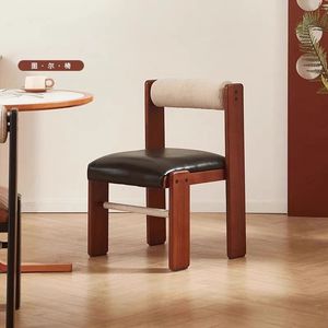 Chaise de salle à manger en bois massif avec dossier, style vintage, design rétro pour la maison ou le bureau - Product Image 1