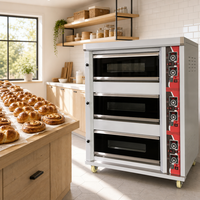 Oven Roti Rui Tai Bakery 3 Dek 6 Loyang, Kontrol Digital Stainless Steel Pemanasan Merata, Peralatan Pembuat Roti untuk Toko Roti