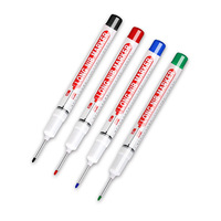 Marcador Permanente Impermeable Bonvada BV-DHH26 con Punta Larga de 1 mm para Orificios Profundos, Marcador Industrial para Carpintería, Escritura Suave, 4 Colores