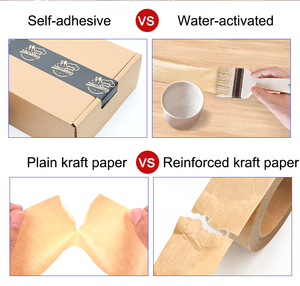 Cinta de Embalaje de Papel Kraft Marrón Ecológica y Biodegradable, Activada por Agua, de una Sola Cara, de 48 mm, Escribible y sin Recubrimiento - Product Image 3