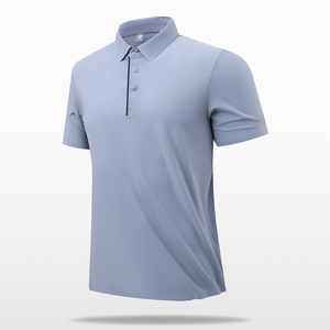 Camiseta de seda de hielo sin costuras de alta calidad para hombre al por mayor, con solapa de manga corta Camiseta holgada para fitness, <span class=keywords><strong>Polo</strong></span> sólido a la moda, con venta al por mayor, del - Product Image 5