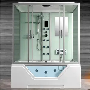 豪华型浴室Jakuzzy玻璃门丙烯酸封闭式水力按摩蒸汽桑拿淋浴房，带按摩浴缸