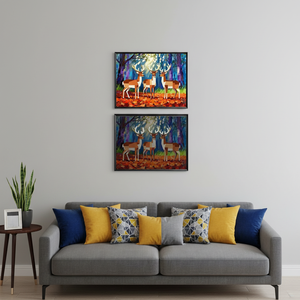 Arte Abstracto de Pared con Luz LED, Diseño Geométrico de Animales, Cuadro Enmarcado Moderno para Sala de Estar, Pintura Grande para Colgar en la Pared - Product Image 3