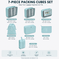 Juego de 7 Cubos de Embalaje para Viaje, Bolsas Organizadoras de Equipaje Impermeables, Bolsas de Almacenamiento para Ropa, Zapatos, Ropa Interior y Accesorios de Viaje