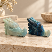 Sculpture de tête de dragon en variscite, figurine d'animal en cristal poli, sculpture en pierre pour la décoration de la maison, collection et cadeau