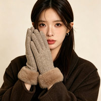 Gants d'hiver thermiques pour femmes, à écran tactile, avec poignets en fausse fourrure, chauds et confortables pour le shopping, les fêtes et le quotidien