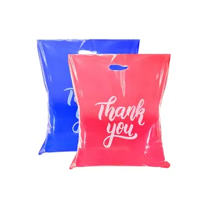 Manufacturer Pink 2 Mils Thank You Die Cut Handle Plastic Packaging Bag For Boutique