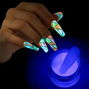 6 Kleuren Opties 2G/Fles Aurora Poeder Lichtgevende Effect Nail Glitter Decoratie Chrome Nail Dompelen Poeder