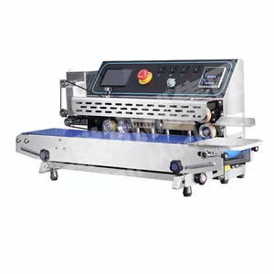 2021 new arrival automatic printing code and sealing machine, continuous heat band sealer with printing for plastic bags