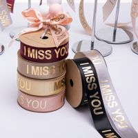 Ruban en satin personnalisé avec logo imprimé, ruban imprimé en feuille d'or rose pour emballage cadeau, vente en gros d'usine