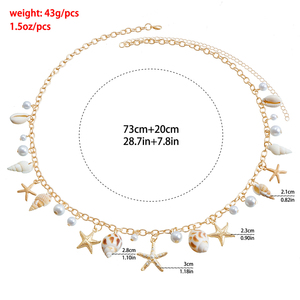 RINHOO Prix de gros Chaîne de corps <span class=keywords><strong>sexy</strong></span> <span class=keywords><strong>pour</strong></span> l'été, style bikini, avec étoiles de mer et coquillages, <span class=keywords><strong>pour</strong></span> la plage, cadeaux <span class=keywords><strong>pour</strong></span> femmes - Product Image 4