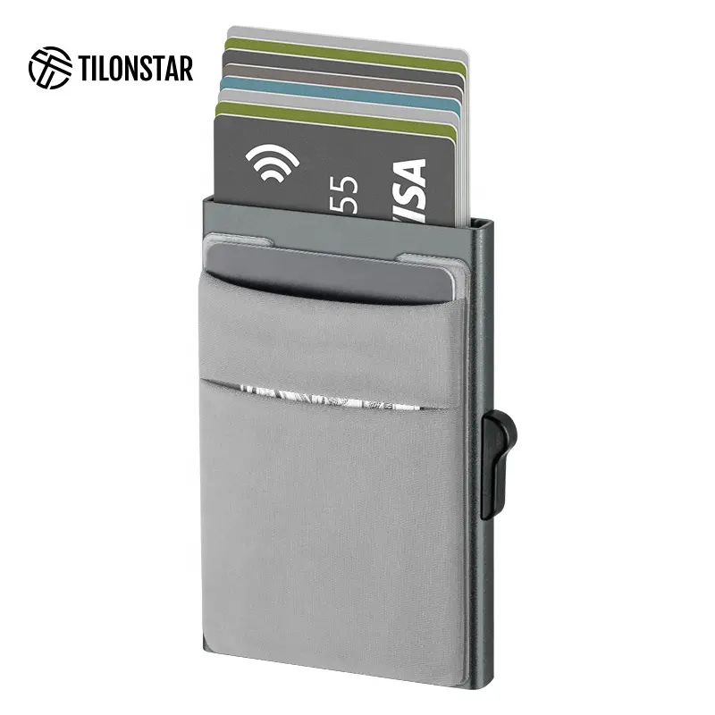 TILONSTAR Accept Customized Logo Minimalist Credit Card Holders Pop Up Aluminum Wallets Metal Wallet
