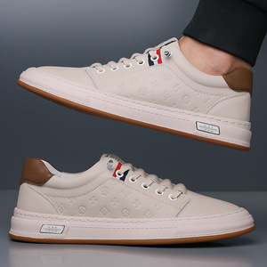 Chaussures décontractées blanches pour hommes, tendance, à bout rond, respirantes, semelle en caoutchouc, baskets mode été - Product Image 3