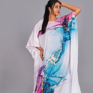 Collection d'été pour femmes : Kaftan indien en coton à motifs floraux, robe longue pour la plage, tenue de nuit, kaftan indien à prix avantageux - Product Image 1