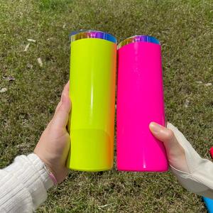 Gobelets de sublimation vierges couleur néon 20 oz, droits, revêtement poudré, gravure laser, finition arc-en-ciel, gobelet mince - Product Image 3