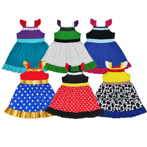 Vestido sin Mangas con Volantes para Niñas, Vestido Informal de Verano con Temática de Personajes de Dibujos Animados, Vestido de Princesa para Niñas - Product Image 1