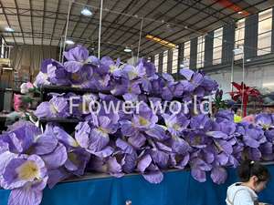 Flores decorativas hechas a mano de Organza de seda <span class=keywords><strong>Iris</strong></span> púrpura gigante personalizadas para Navidad boda fiesta telones de fondo evento foto Props - Product Image 2