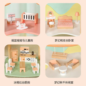 บ้านตุ๊กตาไม้สุดโรแมนติก สามชั้น สไตล์วิลล่าเจ้าหญิง พร้อมชุดเฟอร์นิเจอร์ สำหรับเด็กอายุ 5-7 ปี - Product Image 5