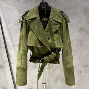 Giacca Vintage 2025 <span class=keywords><strong>in</strong></span> <span class=keywords><strong>Vera</strong></span> <span class=keywords><strong>Pelle</strong></span> di Montone con Cintura Giacche <span class=keywords><strong>in</strong></span> <span class=keywords><strong>Pelle</strong></span> Scamosciata da <span class=keywords><strong>Donna</strong></span> - Product Image 2