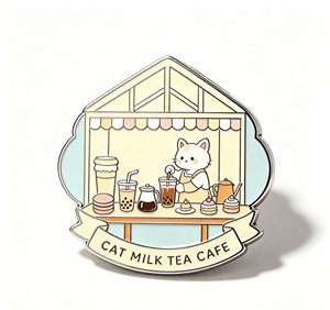 เข็มกลัดเคลือบลายคาเฟ่นมแมวน่ารัก ของตกแต่งร้านเครื่องดื่ม ของขวัญ - Product Image 3