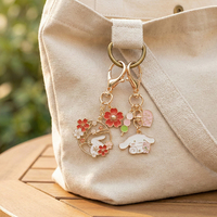 Nouveau porte-clés japonais vintage en alliage de zinc, motif lapin fleur de cerisier, mignon, pendentif de sac, breloque de clé de voiture, accessoire fait main, petit