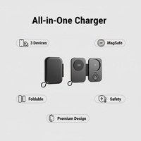 Support de Charge Magnétique Sans Fil Pliable Portable 3-en-1 pour iPhone 17 16 15 14 13 Pro Max, Montre et Écouteurs