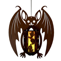 Lanterne en bois de chauve-souris moderne et écologique personnalisée pour Halloween, lumière suspendue pour la maison et le jardin, pour les fêtes et les fournitures de vacances
