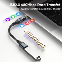 Adaptateur USB-C vers USB-C T1-2 Greenport 540 Rotation 240W pour téléphone et ordinateur portable, câble d'extension USB2.0 de 10 cm