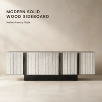 Buffet moderne en bois massif avec base en acier inoxydable, personnalisable, convertible, armoire de salle à manger et de salon pour la maison