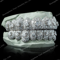Personnalisé S925 Argent 10K 14K 18K Or Massif Glacé VVS Moissanite Diamant Cultivé En Laboratoire Coupe Droite Dents Grillz pour Hommes Femmes