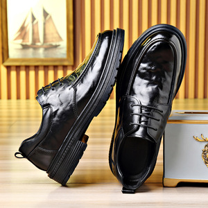 Chaussures Oxford en cuir véritable pour hommes, bout rond, à lacets, semelle souple, pour mariage, tenue décontractée ou formelle, été - Product Image 4