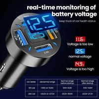 66w Chargeur de téléphone de voiture rapide Affichage numérique Portable 4 en 1 Chargeur de voiture USB pour tous les téléphones
