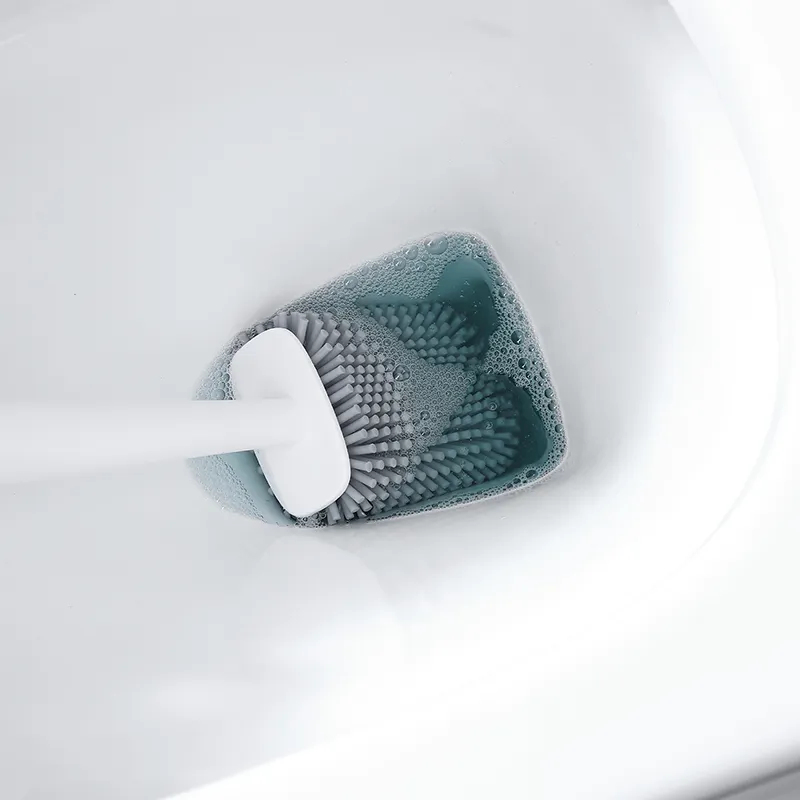 Sanga Aangepaste Nieuwe Originele Toiletborstelset Met Afneembare Paal Voor Aan De Muur Gemonteerde Reiniging Siliconen Toiletborstel