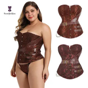 Wanita Steampunk Bustier Pinggang Pelatihan Plus Ukuran Goth Underbust Korset Top