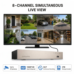 Kit de Sistema de Seguridad CCTV NVR de 8 Canales, Cámara HD 1080P POE con 8 Cámaras Exteriores Tipo Bala, IP66 Impermeable, Detección Facial, H.265, Disco Duro de 2TB - Product Image 6