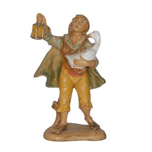 คนเลี้ยงแกะกับโคมไฟและ MOD ห่านลักซ์ในเอฟเฟกต์ไม้ PVC H 13ซม - Product Image 1