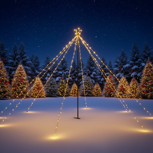 12 Ft Warm White LED <b>Christmas</b> Tree <b>Lights</b>, Indoor & Outdoor, Triangle Shape, IP65 Waterproof, Wall <b>Plug</b> Powered, Manual Control - Product Image 2