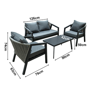 ชุดโซฟาสวน 4 ที่นั่ง ดีไซน์ทันสมัย นั่งสบาย ผลิตจากหวาย PE กันน้ำ ทนทาน พร้อมเบาะรองนั่ง - Product Image 5